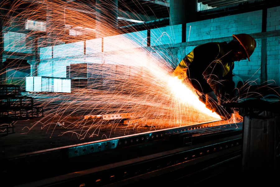 Metal cutting work — cutting machine in action